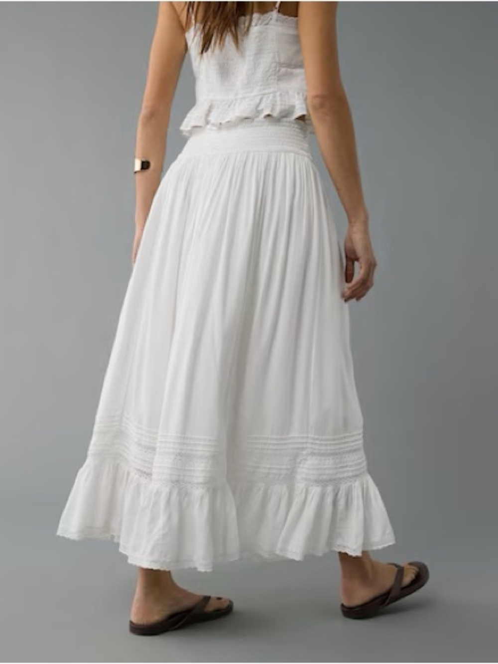 AE Women's White Maxi Skirt - Lightweight & Flowing American Eagle Outfitters - Picture 3 of 5